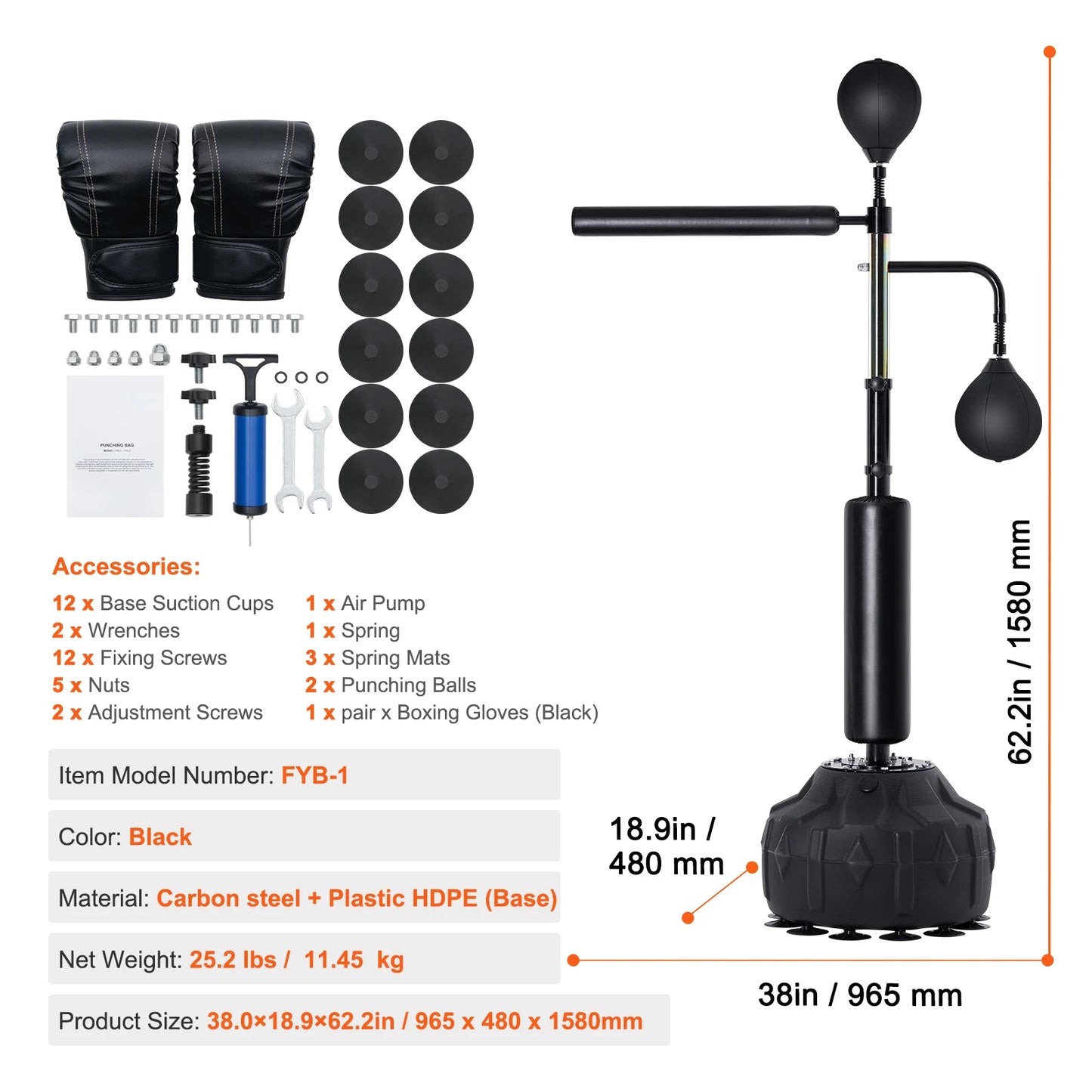 Succebuy Boxing Speed Trainer Punching Bag with Stand Reflex Boxing Bag for Teen&Adults Height Adjustable Free Standing Bag Set